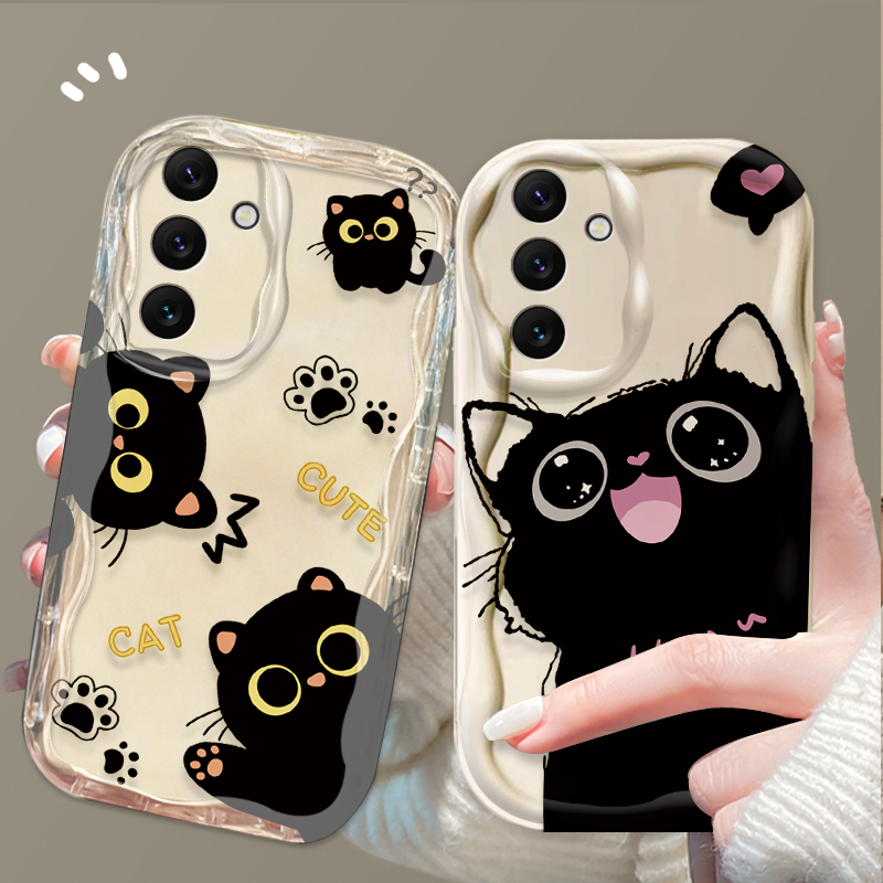Samsung Galaxy A55 - Funda bonita de gato negro con